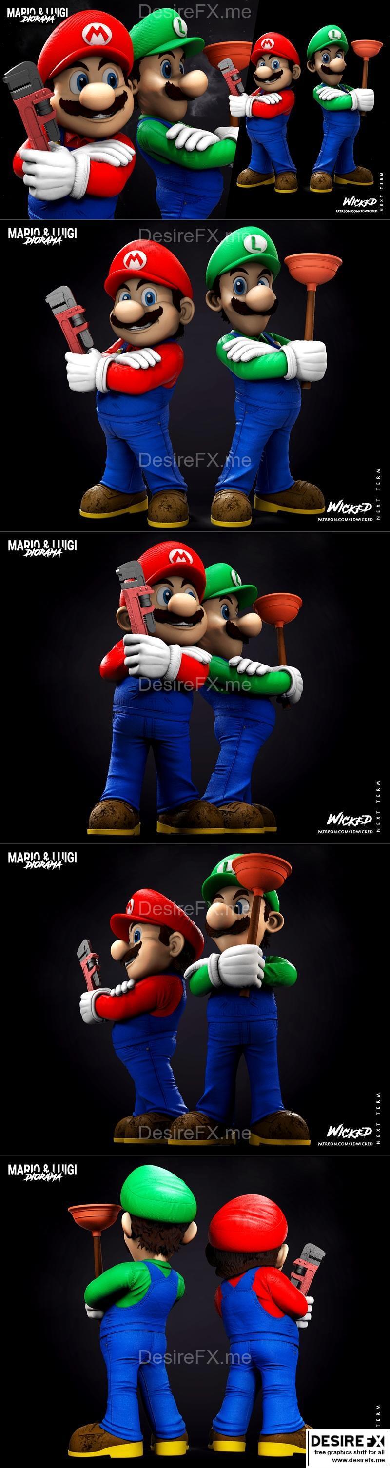 WICKED——马里奥与路易吉迪奥拉姆3D打印模型|WICKED – Mario and Luigi Diorama – 3D Print Model STL