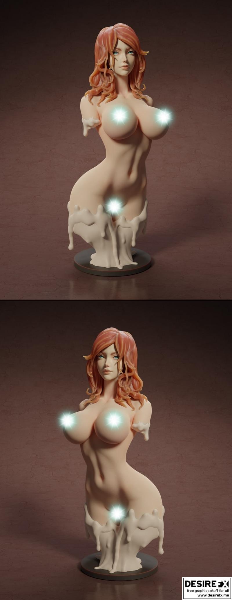 红发美女 丰满体型 3D打印模型|Steamy Red Head – Extra Bust – 3D Print Model STL
