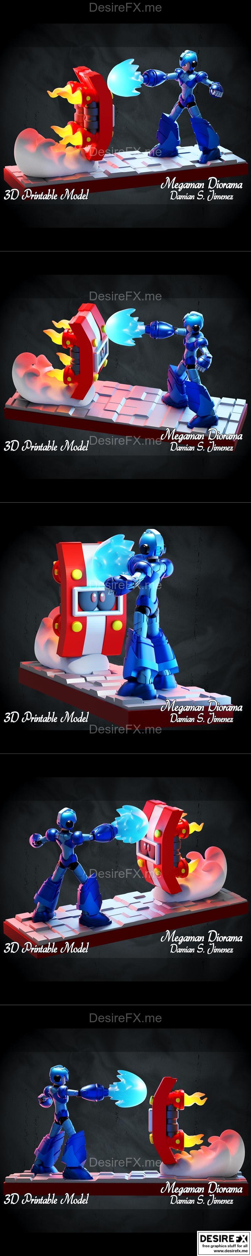 梅甘曼 3D打印模型|Megaman Diorama – 3D Print Model STL