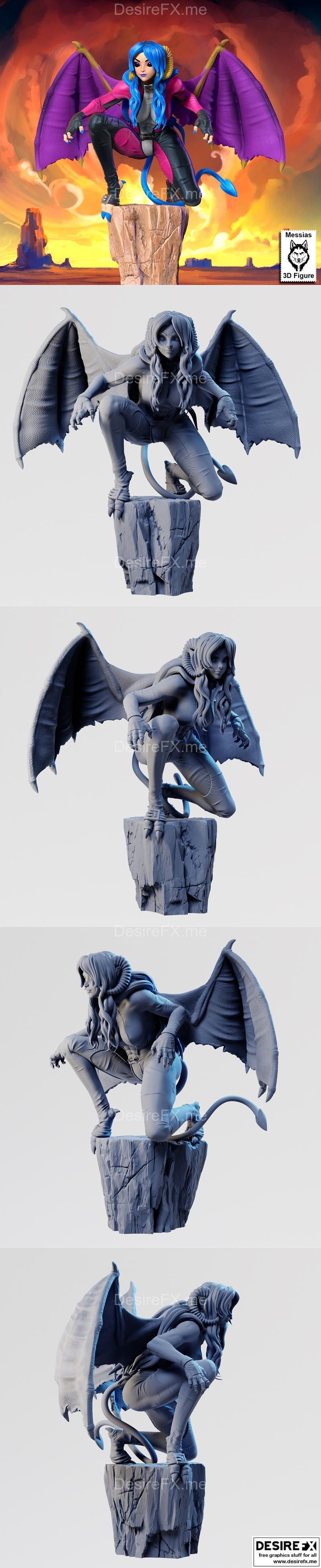Messias 3D打印模型：堕落天使·魅魔|Messias 3D Figure – Succubus – 3D Print Model STL