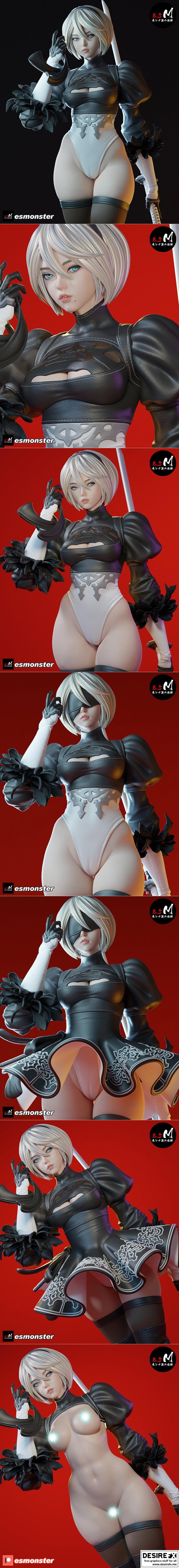 EsMonster创作的Automata 2B 3D打印模型|Automata 2B By EsMonster – 3D Print Model STL