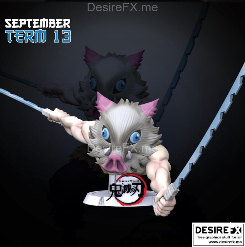 三渲二风《鬼灭之刃》伊之助人体模型3D打印文件|Inosuke Bust – Sekai – 3D Print Model STL