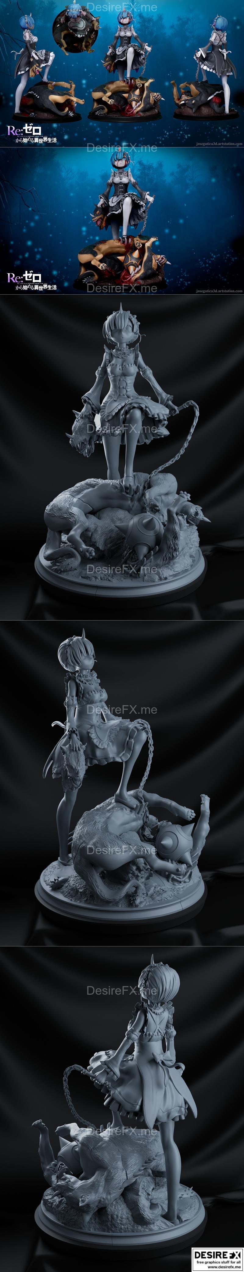 《咒术回战 3D打印模型》|Rem Collectible from Re-Zero – 3D Print Model STL
