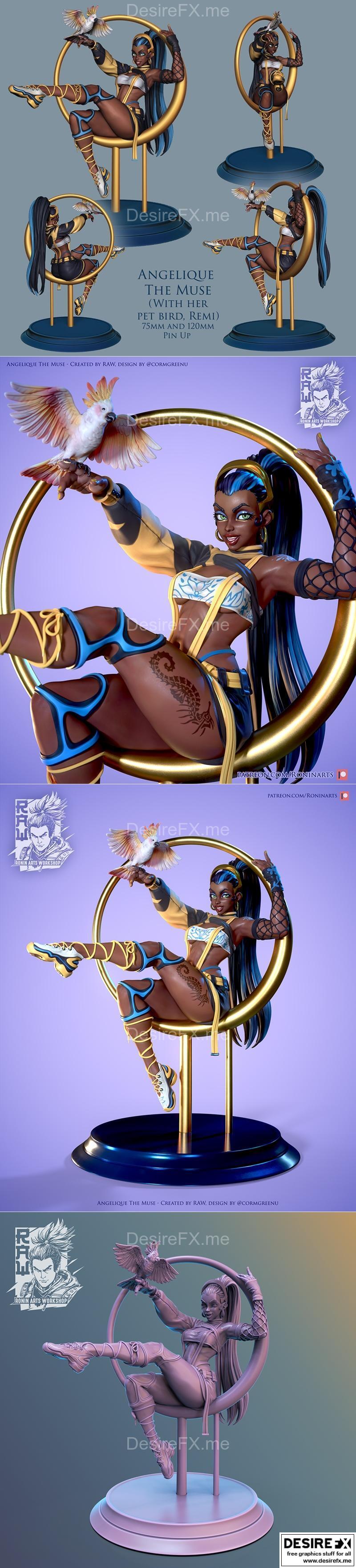 PinUp天使安吉莉克 3D打印模型|PinUp Angelique – 3D Print Model STL