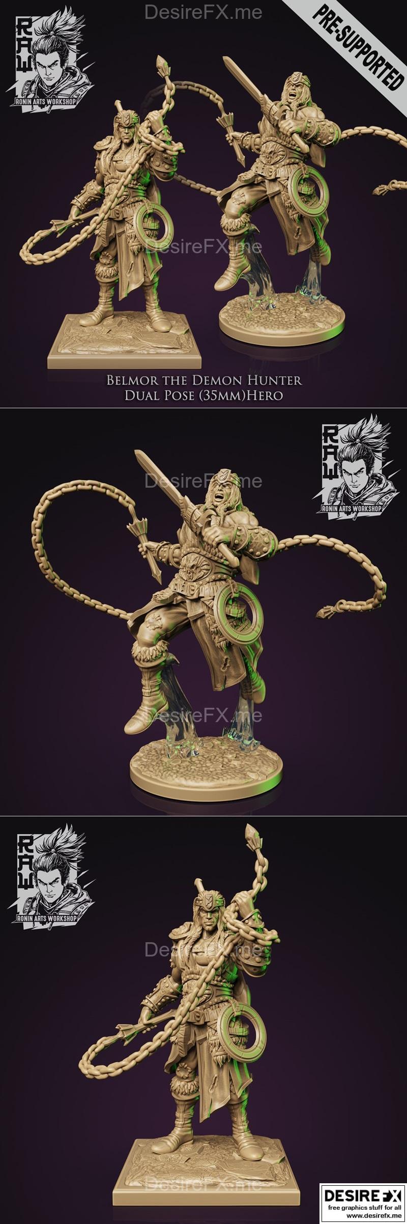 Belmor恶魔猎人 3D打印模型|Belmor The Demon Hunter – Idle and Action Pose – 3D Print Model STL