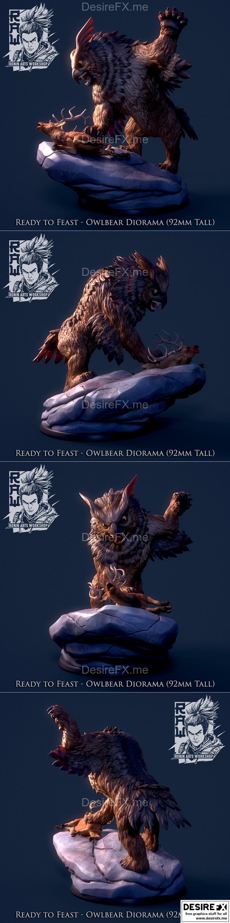 准备开餐——猫头鹰熊手办3D打印模型|Ready To Feast – Owlbear Diorama – 3D Print Model STL