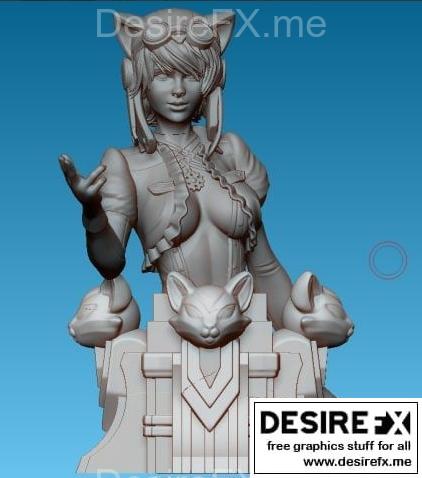 3D打印模型：蒸汽朋克猫女头像|3DMoonn – Catwoman Steampunk bust – 3D Print Model STL