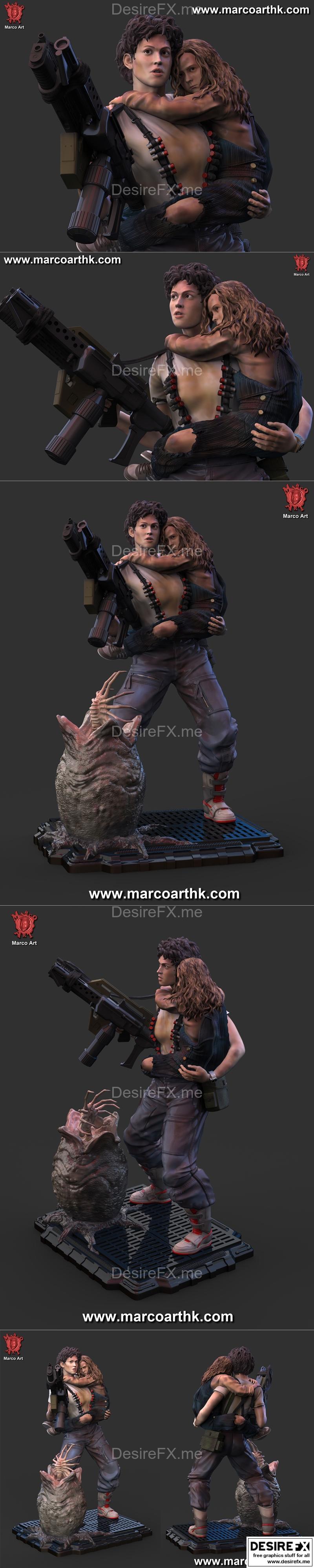 马尔科艺术 - 《异形》里皮和新特 - 3D打印模型|Marco Art – Aliens Ripley and Newt – 3D Print Model STL