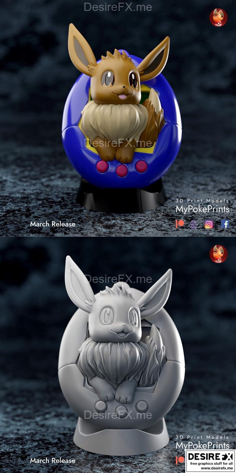 Tamagotchi 3D打印模型：Eevee形态设计|Tamagotchi Eevee – 3D Print Model STL
