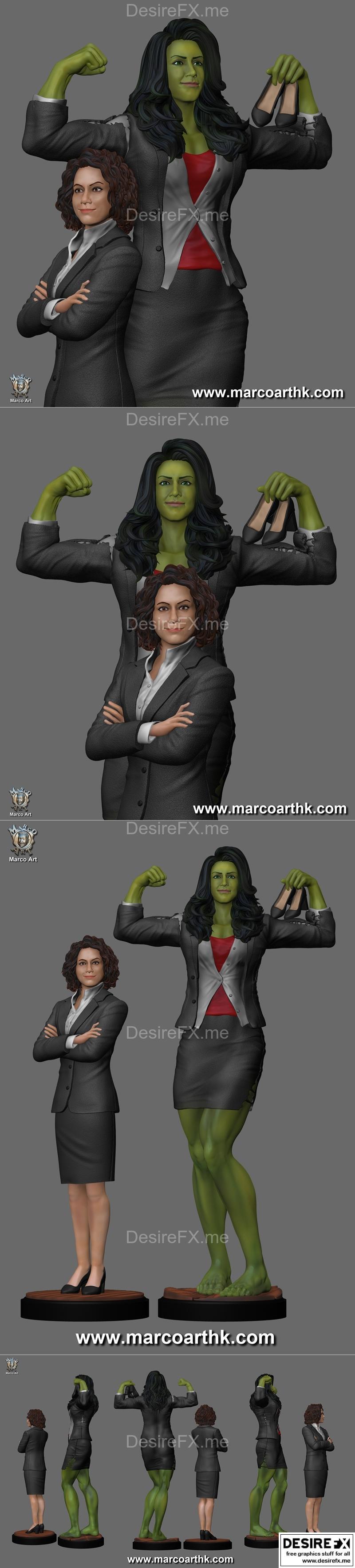 马可艺术 - 女超人 - 3D打印模型|Marco Art – She Hulk – 3D Print Model STL