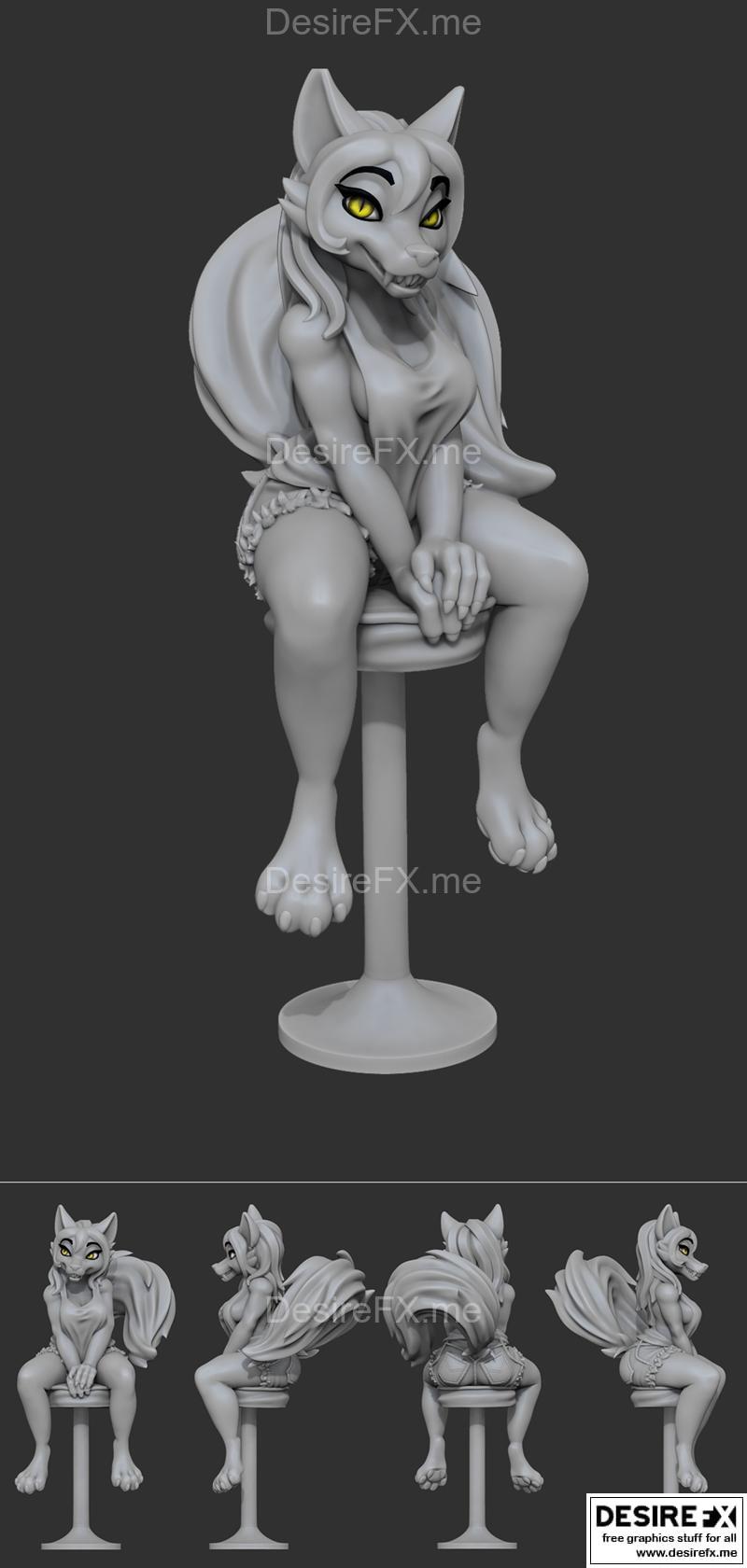酒吧凳上的狼 — 3D打印模型|Wolf on Bar Stool – 3D Print Model STL