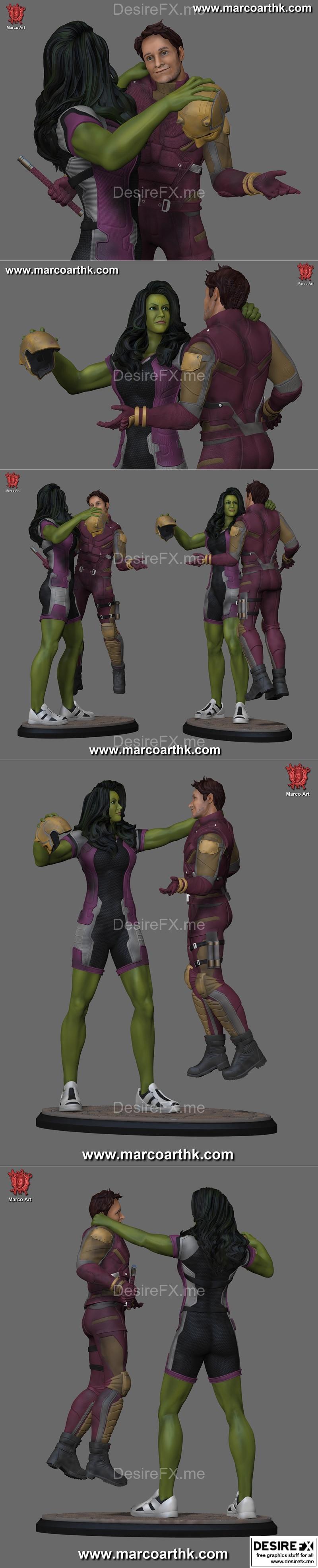 马可艺术-她 Hulk 与勇者斗恶龙 3D打印模型|Marco Art – SheHulk and Daredevil – 3D Print Model STL