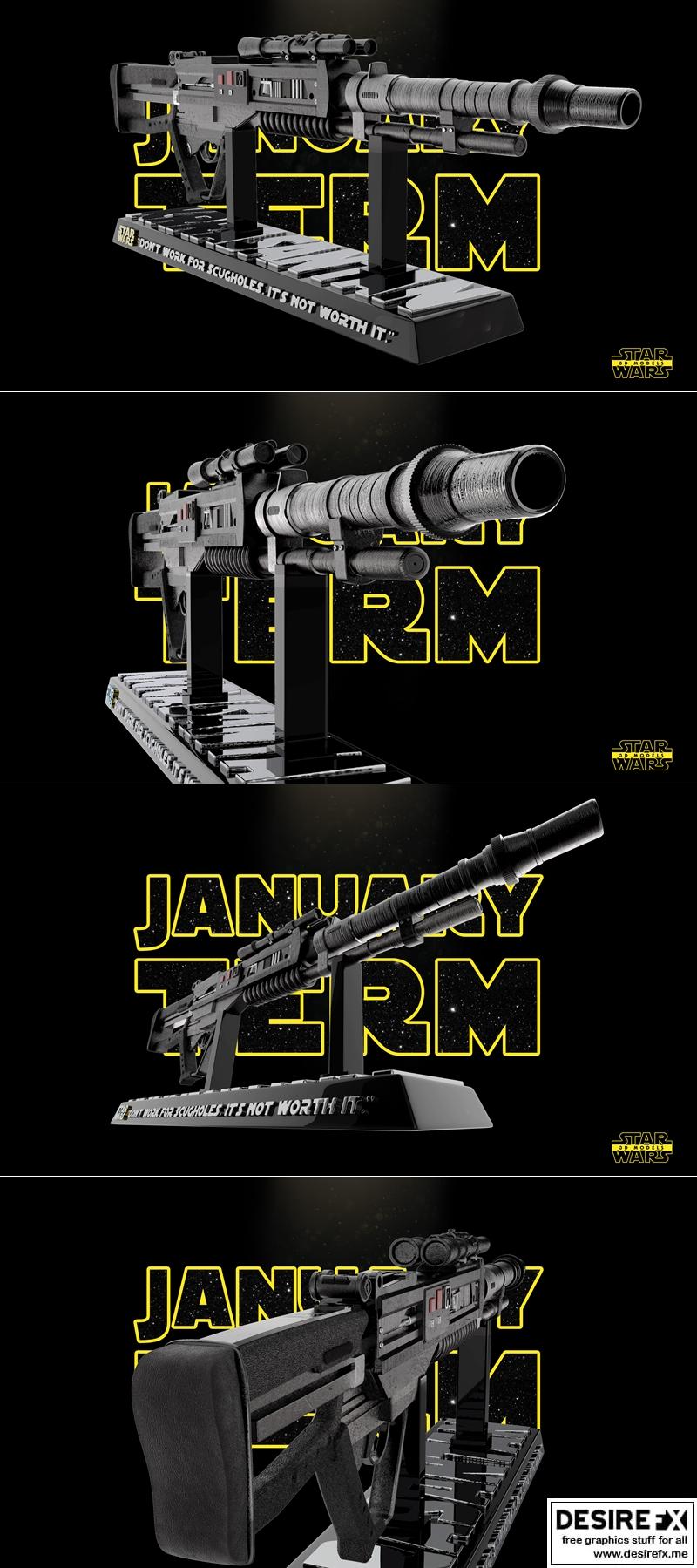 星球大战 黑色克尔桑诺沃基枪 3D打印模型|Star Wars – Black Krrsantan Wookie Rifle – 3D Print Model STL