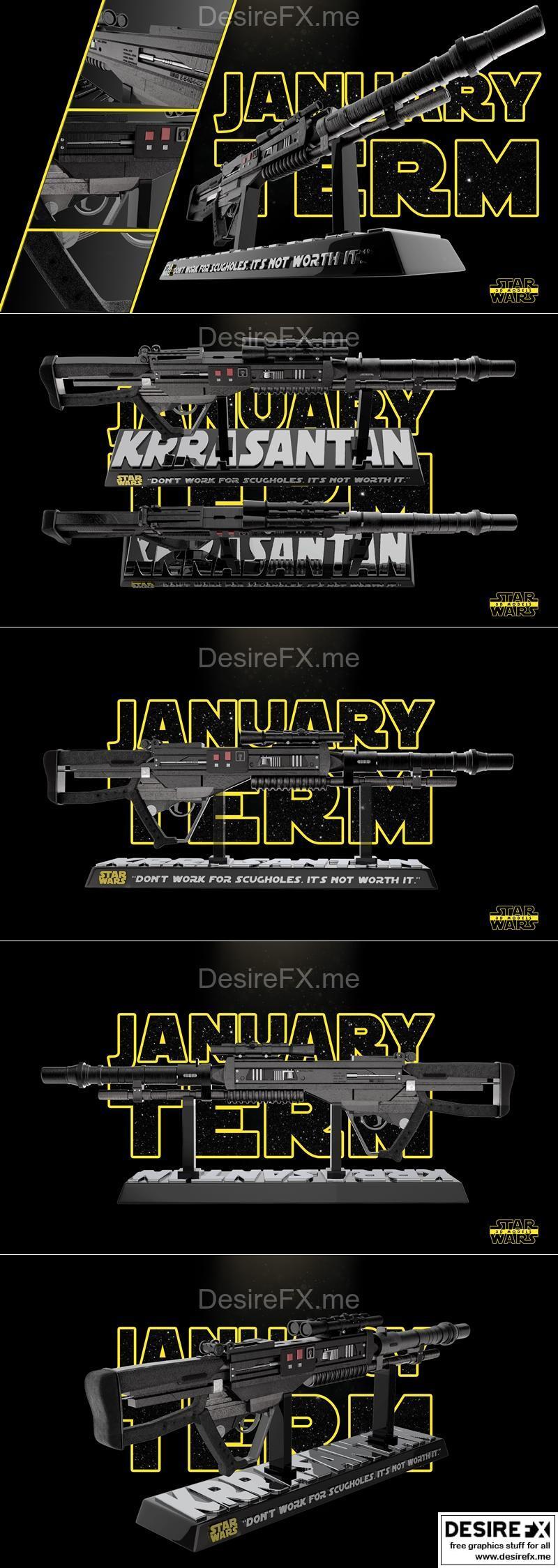 星球大战 黑色克尔桑诺沃基枪 3D打印模型|Star Wars – Black Krrsantan Wookie Rifle – 3D Print Model STL