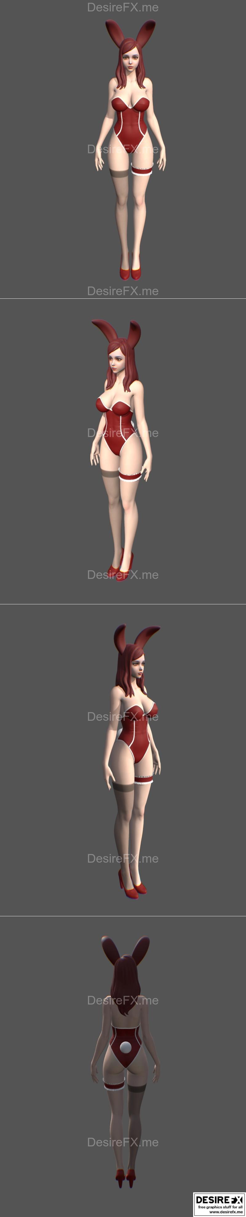 复活节兔子少女手办3D打印模型|Bunny girl easter sketch – 3D Print Model STL