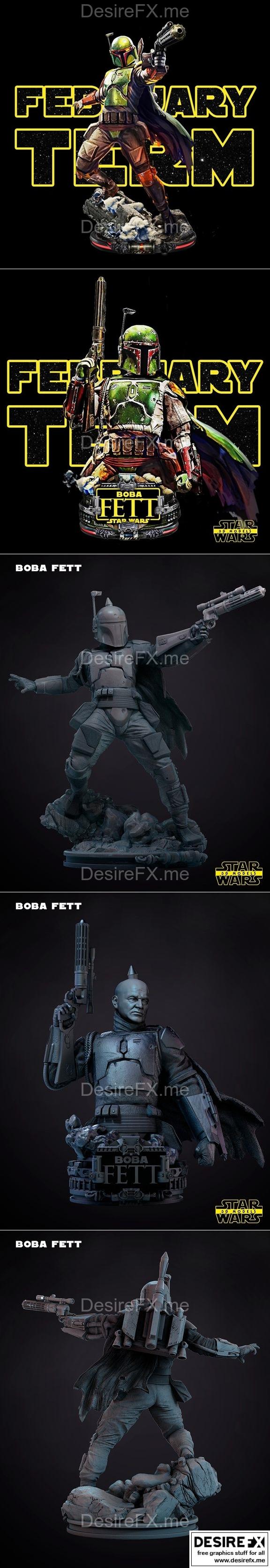 星球大战 3D打印模型 王者之刃鲍勃费特雕塑|Star Wars – Boba Fett Sculpture and Bust – 3D Print Model STL