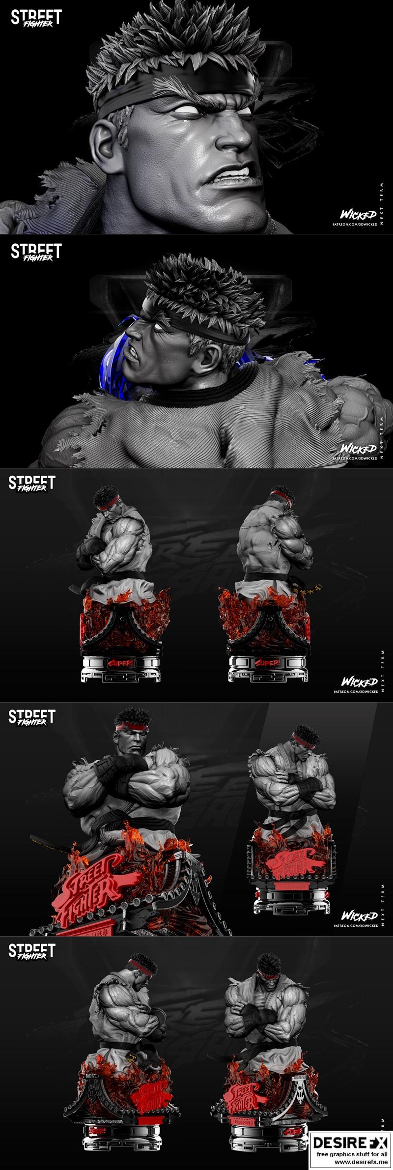 WICKED - Ryu 神雕3D打印模型|WICKED – Ryu Statue and Bust – 3D Print Model STL