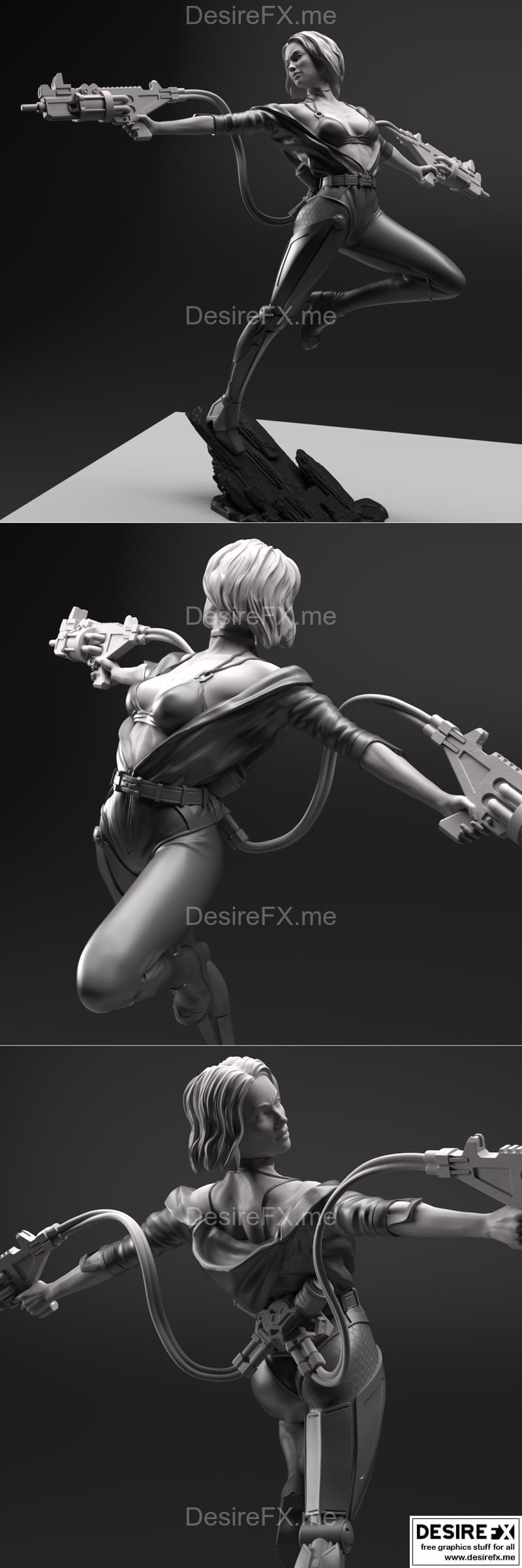 Lea双枪战士 3D打印模型|Lea – the double gunner – Gsculpt Art – 3D Print Model STL
