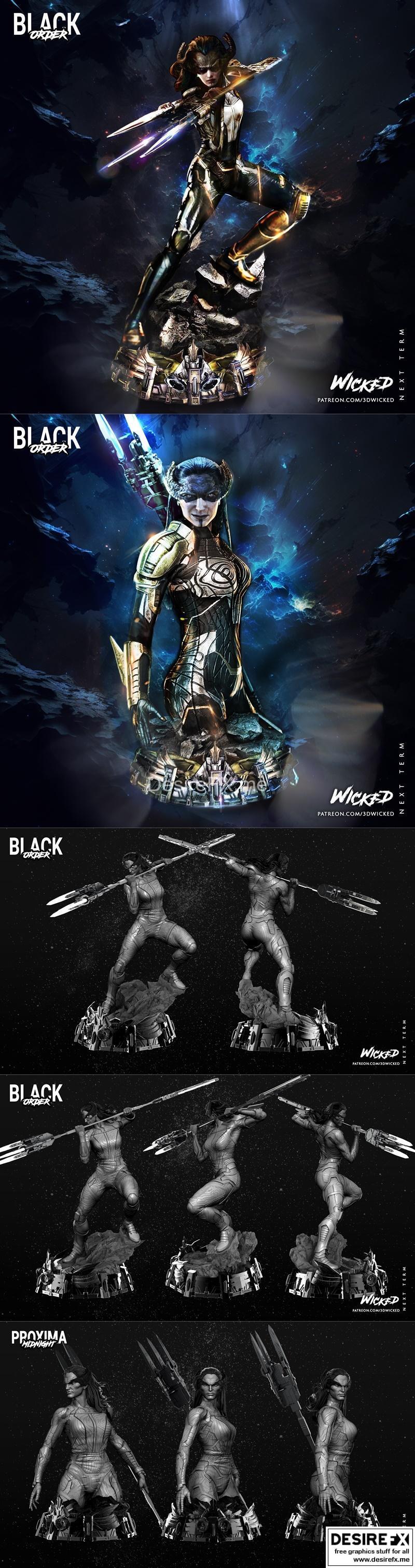 WICKED《普罗xima 黑夜》3D打印雕像模型|WICKED – Proxima Midnight Statue and Bust – 3D Print Model STL