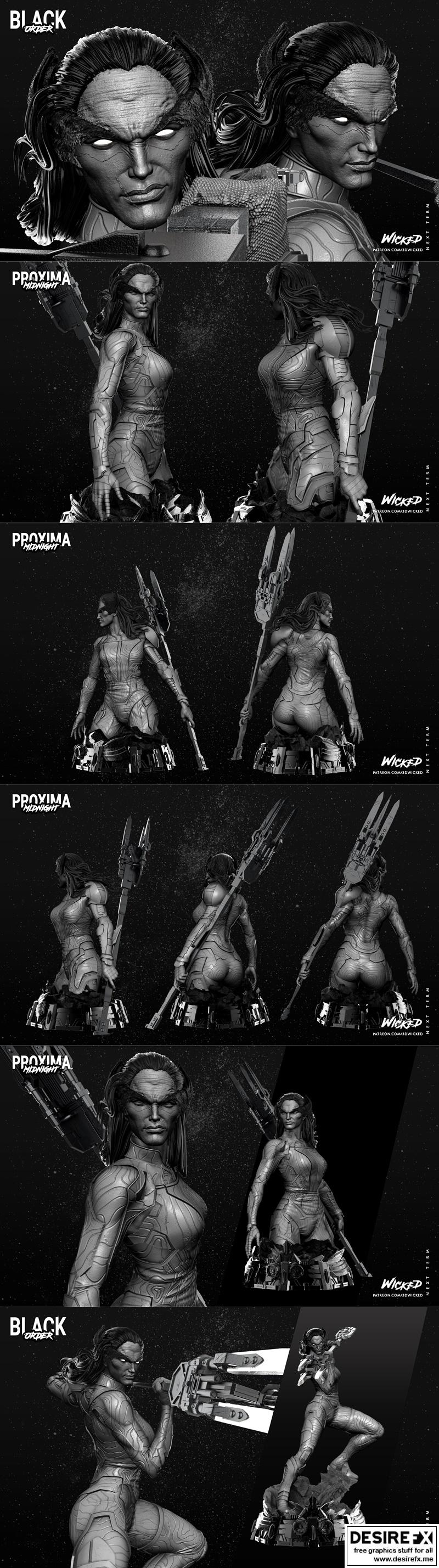 WICKED《普罗xima 黑夜》3D打印雕像模型|WICKED – Proxima Midnight Statue and Bust – 3D Print Model STL