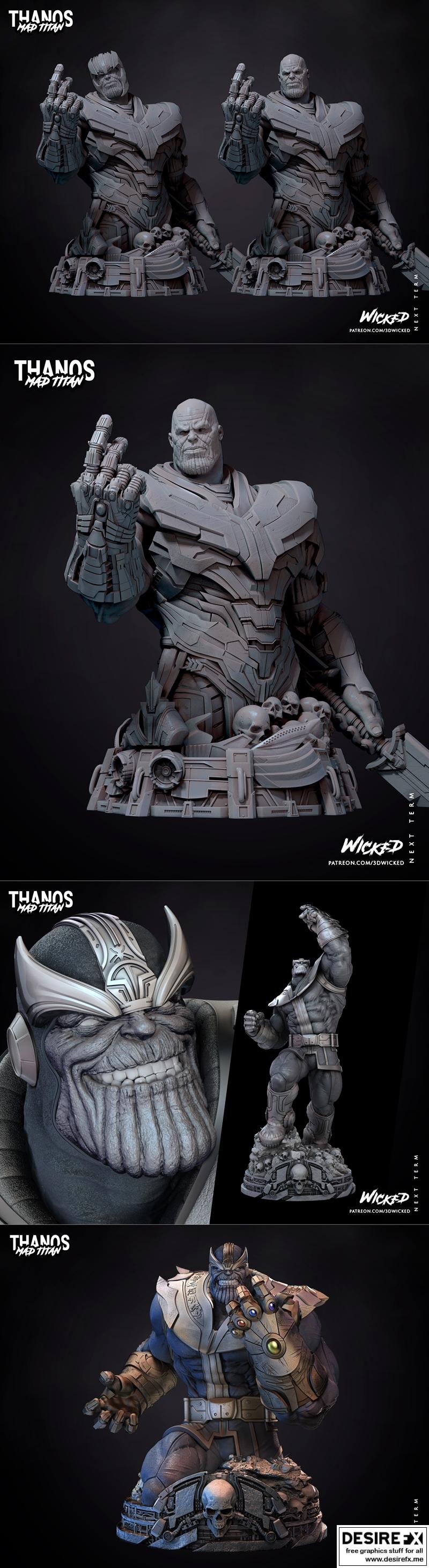 WICKED反派雕像3D打印模型|WICKED – Thanos Statue and Bust – 3D Print Model STL