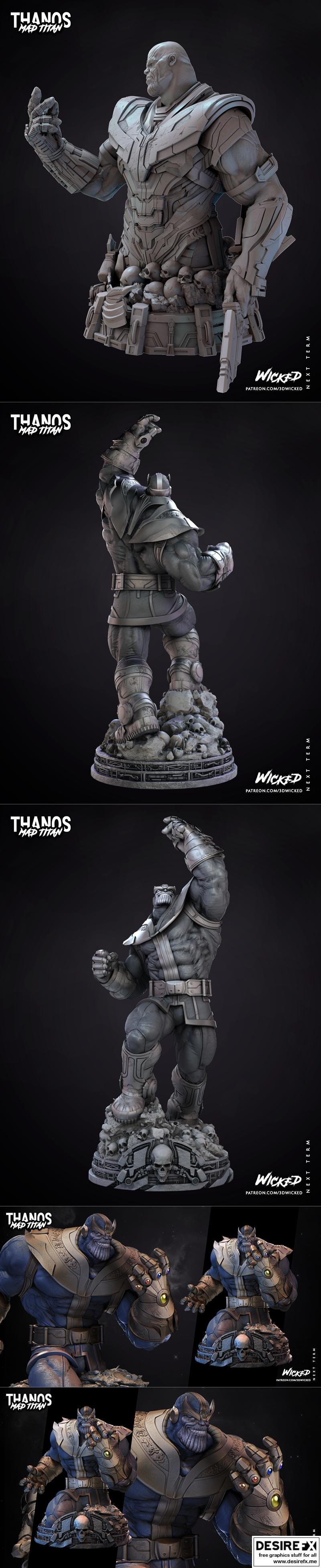 WICKED反派雕像3D打印模型|WICKED – Thanos Statue and Bust – 3D Print Model STL
