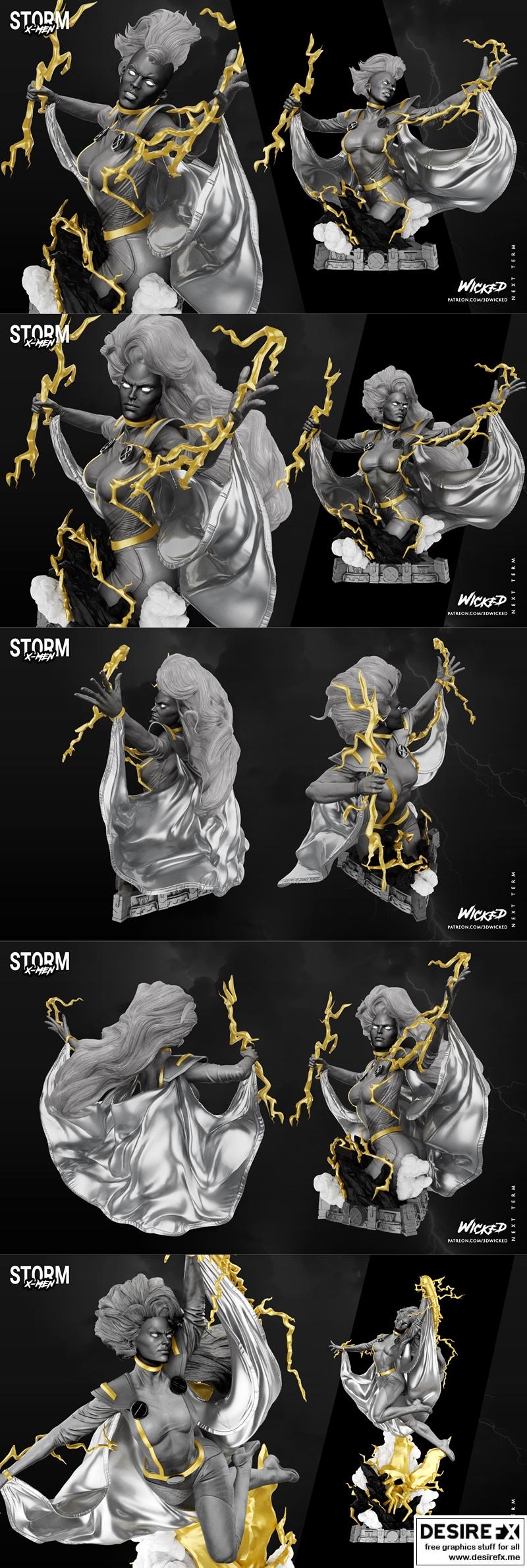 WICKED风暴雕像及人物浮雕 3D打印模型|WICKED – Storm Statue and Bust – 3D Print Model STL