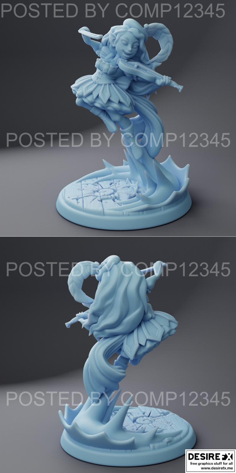 小精灵吟游诗人Mya 3D打印模型|Mya, the Halfling Bard – 3D Print Model STL