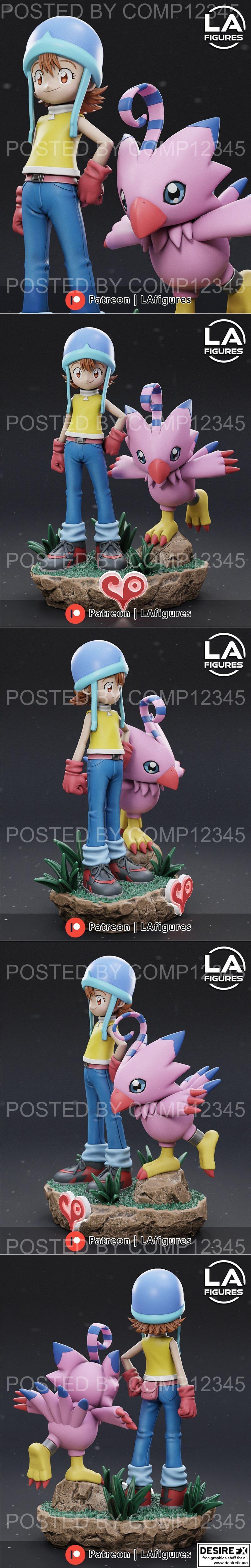 Sora与Biyomon 3D打印模型|Sora und Biyomon – Digimon – 3D Print Model STL