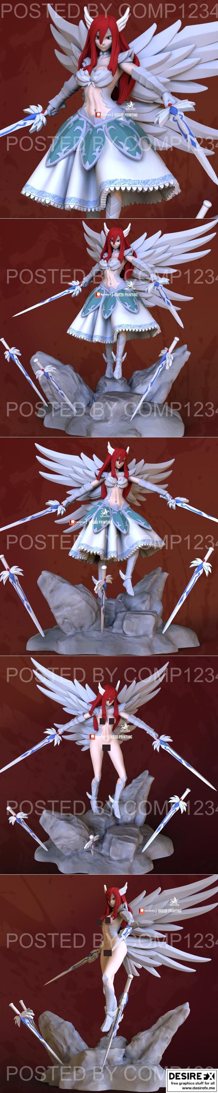 OXO3D - 魔导士公会妖精的尾巴 - 艾尔莎· Scarlet 3D打印模型|OXO3D – Fairy Tail – Erza Scarlet – 3D Print Model STL