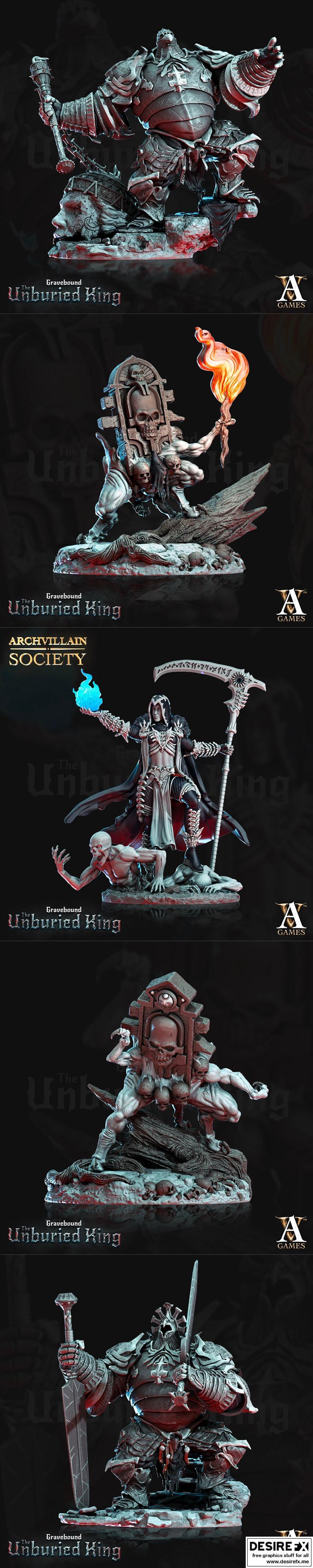 奇幻游戏《gravebound》中的无葬之王3D打印模型|Archvillain Games Fantasy – Gravebound The Unburied King February 2023 – 3D Print Model STL