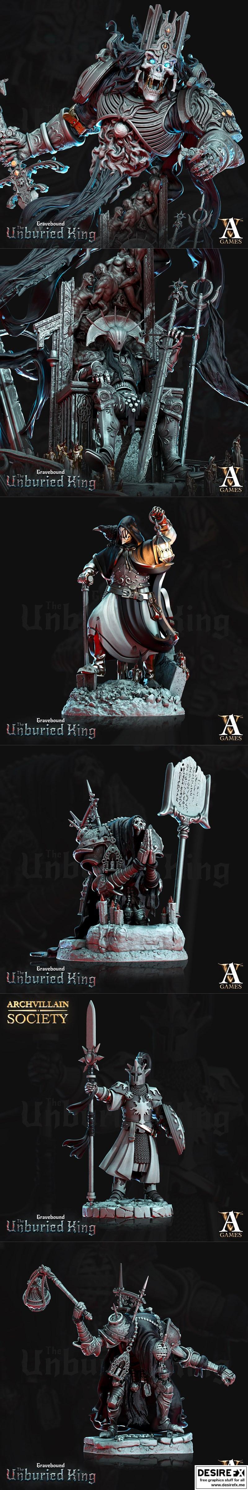 奇幻游戏《gravebound》中的无葬之王3D打印模型|Archvillain Games Fantasy – Gravebound The Unburied King February 2023 – 3D Print Model STL