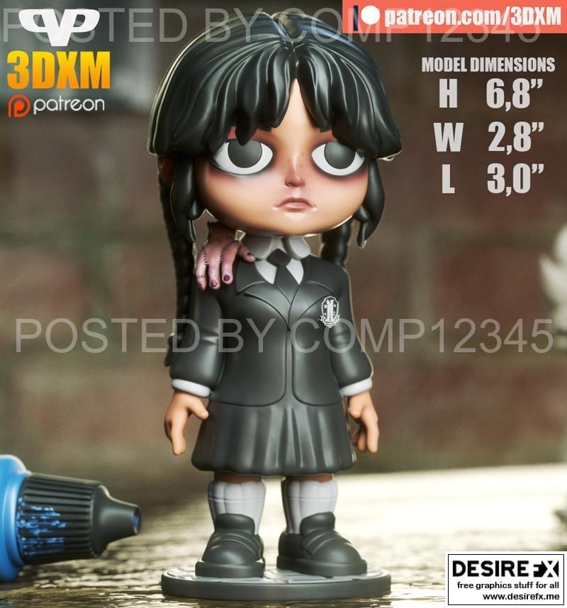 周三加德纳Chibi 3D打印模型|Wednesday Addams Chibi – 3D Print Model STL