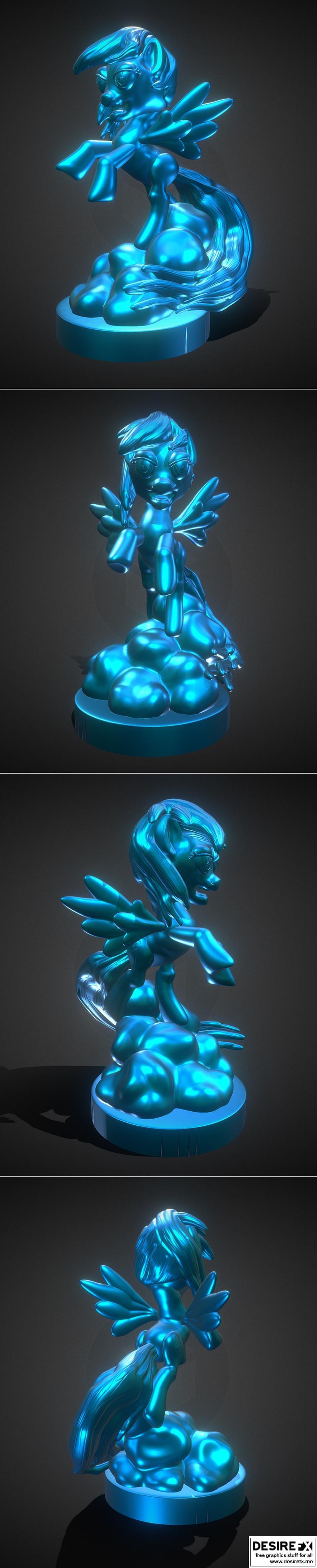 彩虹跑跑3D打印模型|My Little Pony Rainbow Dash Sculpture – 3D Print Model STL