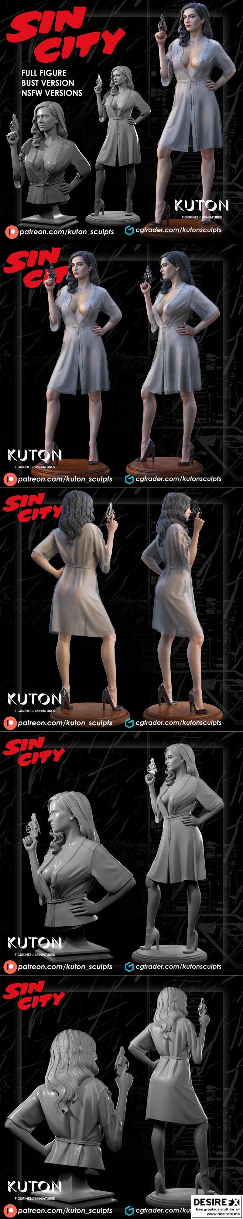 KUTON旗下3D打印模型：《罪城》Eva Green角色雕像|KUTON – Eva Green – Sin City – 3D Print Model STL