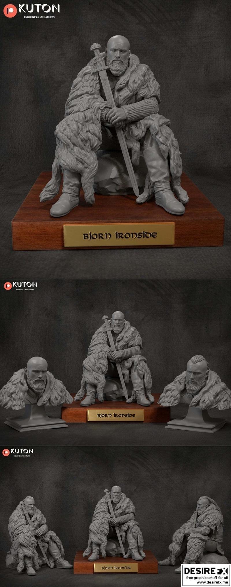 北欧神话风3D打印模型：雷神与洛基头像替换设计|Bjorn Ironside With Ragnar Head Swap – 3D Print Model STL