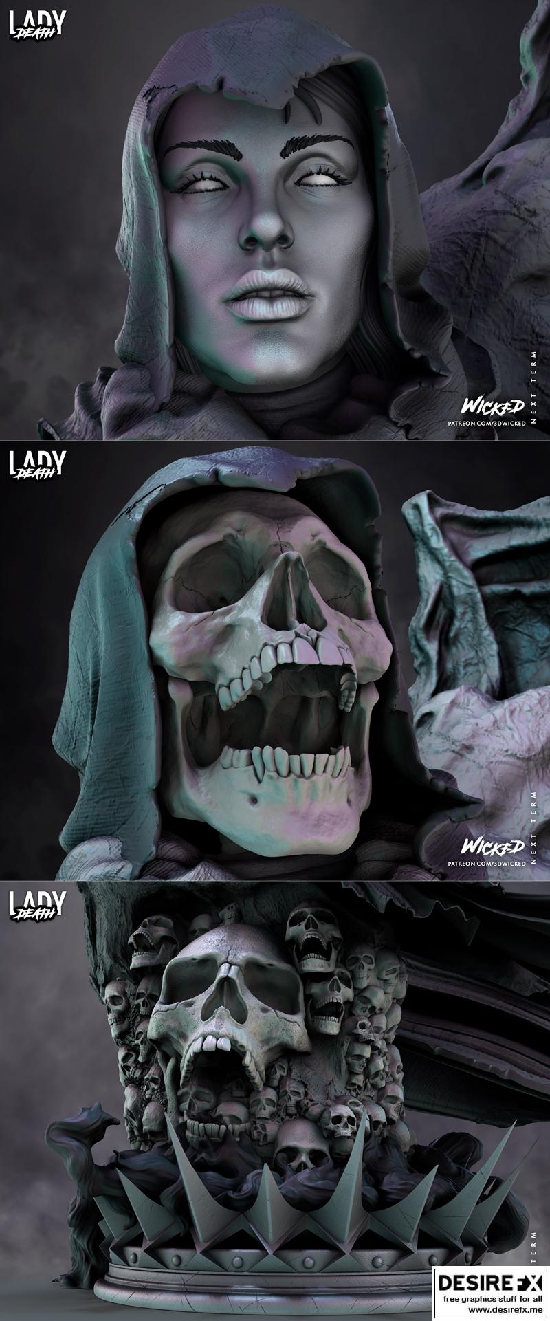 WICKED——死亡女士3D打印雕塑模型|WICKED – Lady Death Sculpture – 3D Print Model STL