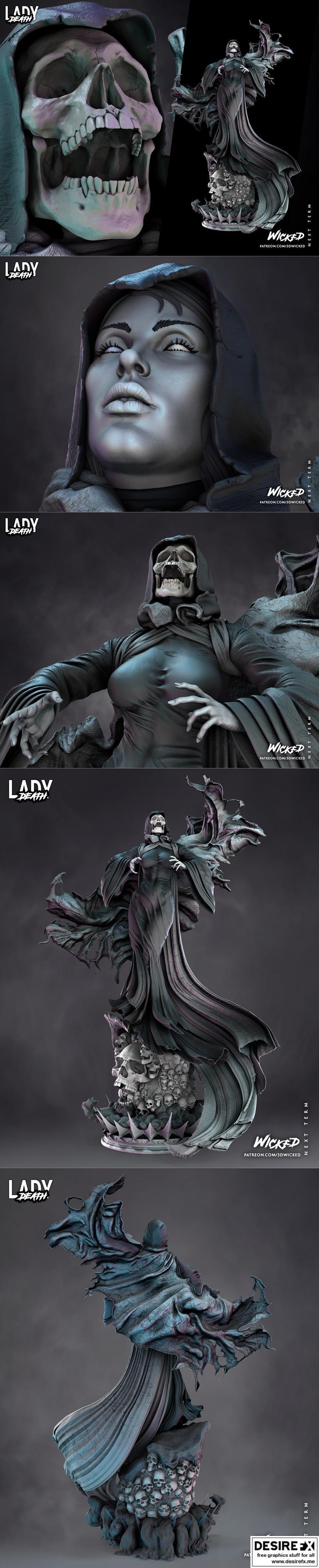 WICKED——死亡女士3D打印雕塑模型|WICKED – Lady Death Sculpture – 3D Print Model STL