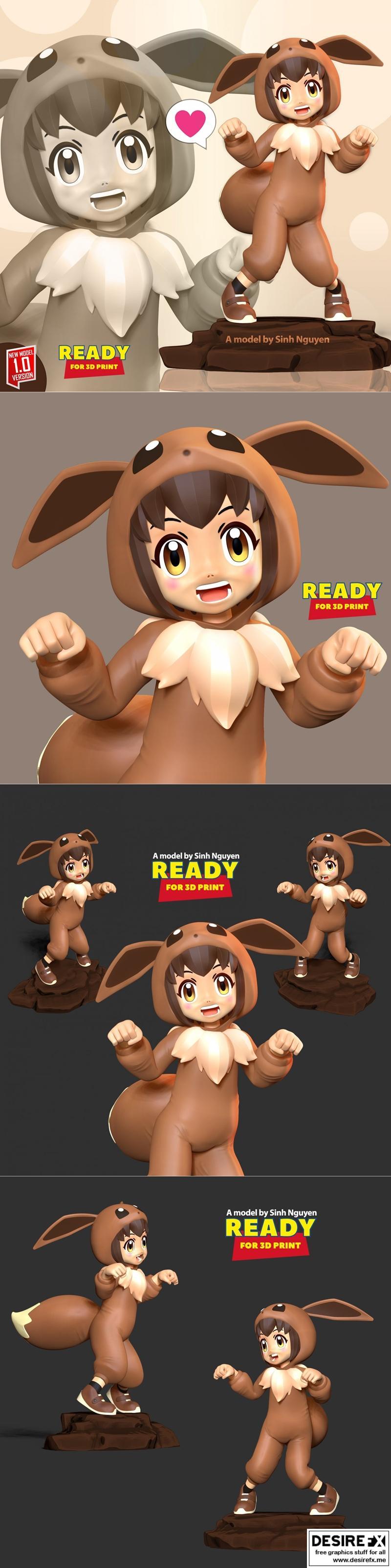 Eevee少女 3D打印模型|Eevee girl – 3D Print Model STL