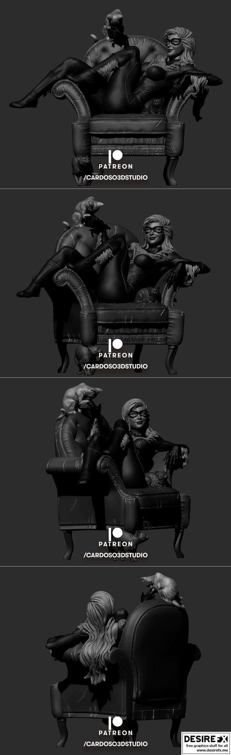 黑猫雕像 3D打印模型|Black cat statue – 3D Print Model STL