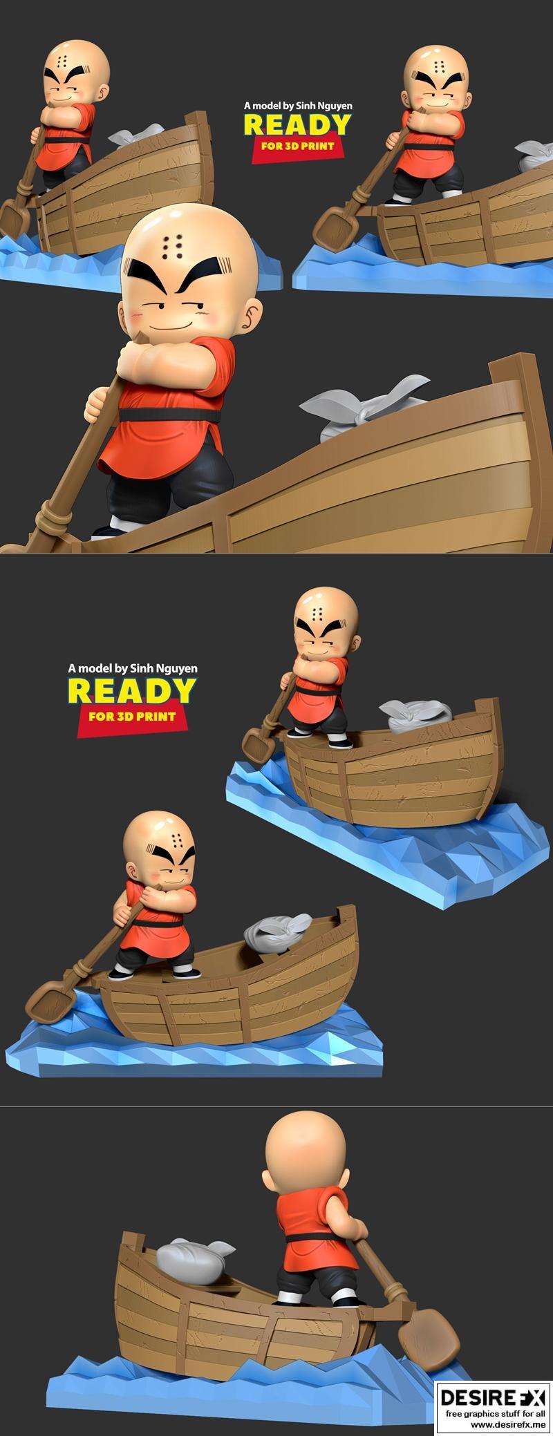 龙珠角色克林 3D打印模型|Kid Krillin – 3D Print Model STL