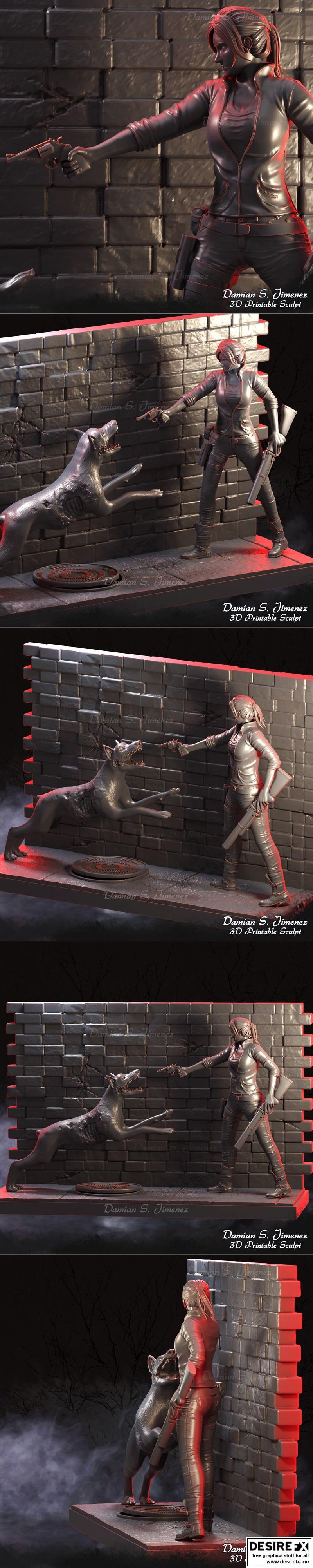 生化危机 蔚蓝·红田 3D打印模型|Claire Redfield Diorma – Resident Evil – 3D Print Model STL