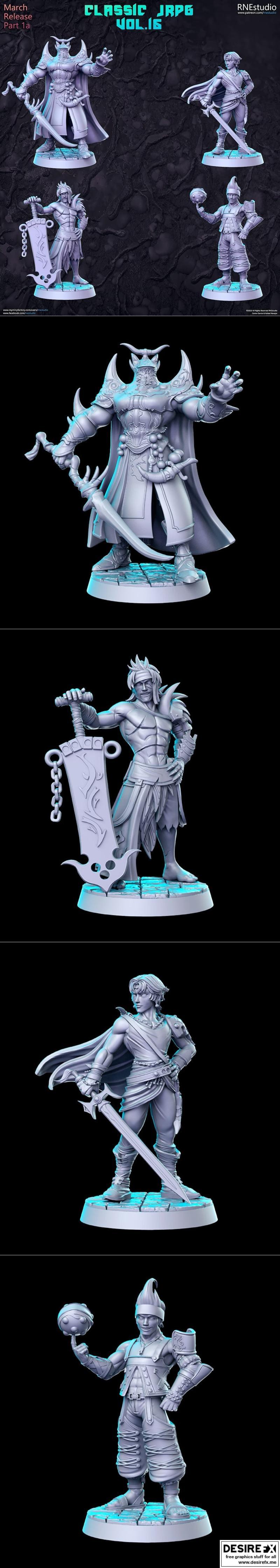 RNE Studio 3D打印模型集：经典JRPG第15作角色精选|RNE Studio – Classic JRPG Vol.15 – 3D Print Model STL