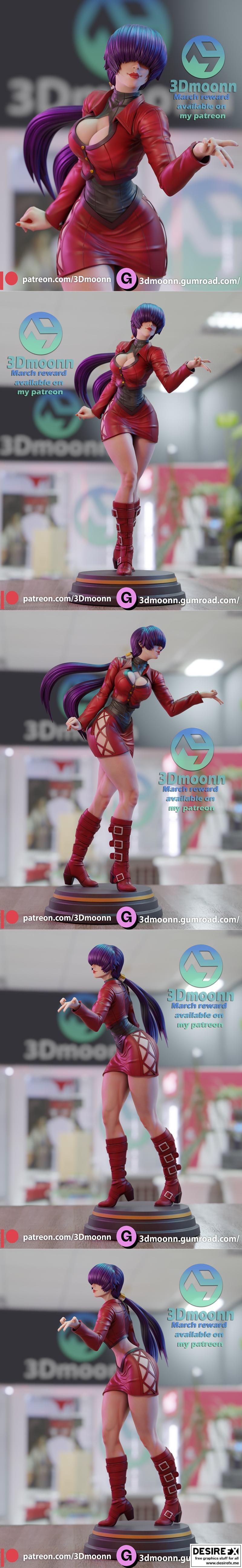 3DMoonn - 3D打印模型 - Shermie KOF角色造型|3DMoonn – Shermie KOF – 3D Print Model STL