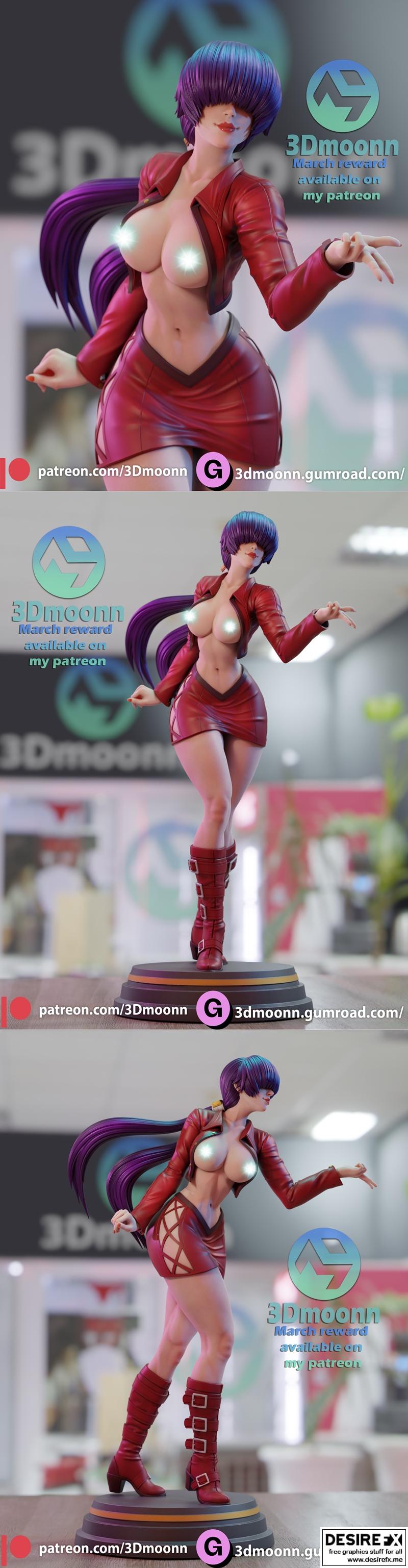 3DMoonn - 3D打印模型 - Shermie KOF角色造型|3DMoonn – Shermie KOF – 3D Print Model STL