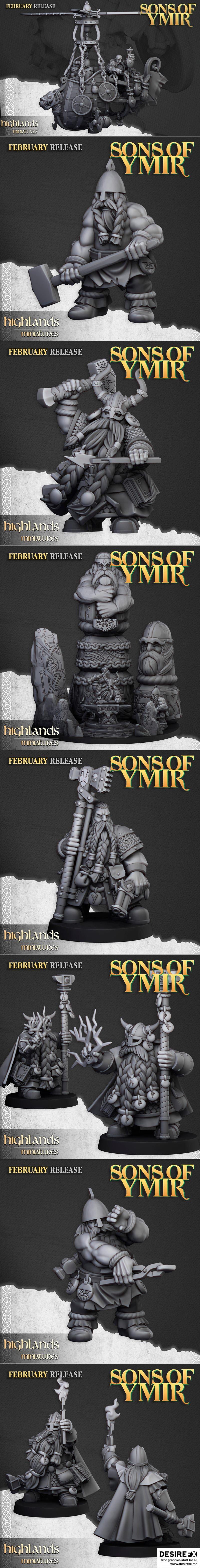 高维迷你模型-《冰与火之歌》佣兵团第六卷3D打印模型STL|Highlands Miniatures – Sons of Ymir Vol. 6 February 2023 – 3D Print Model STL