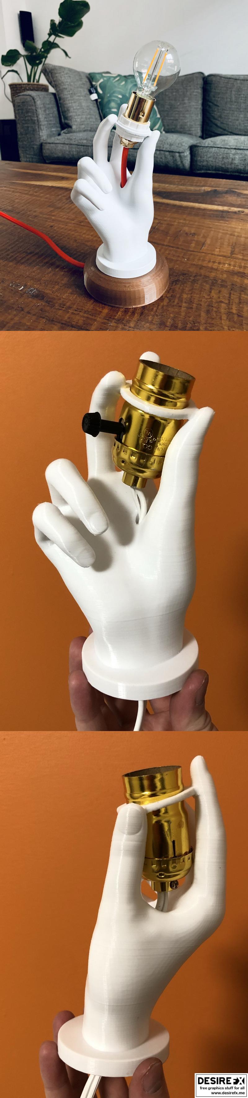 手办灯架 - 3D打印模型|Hand Bolb Lamp Holder – 3D Print Model STL