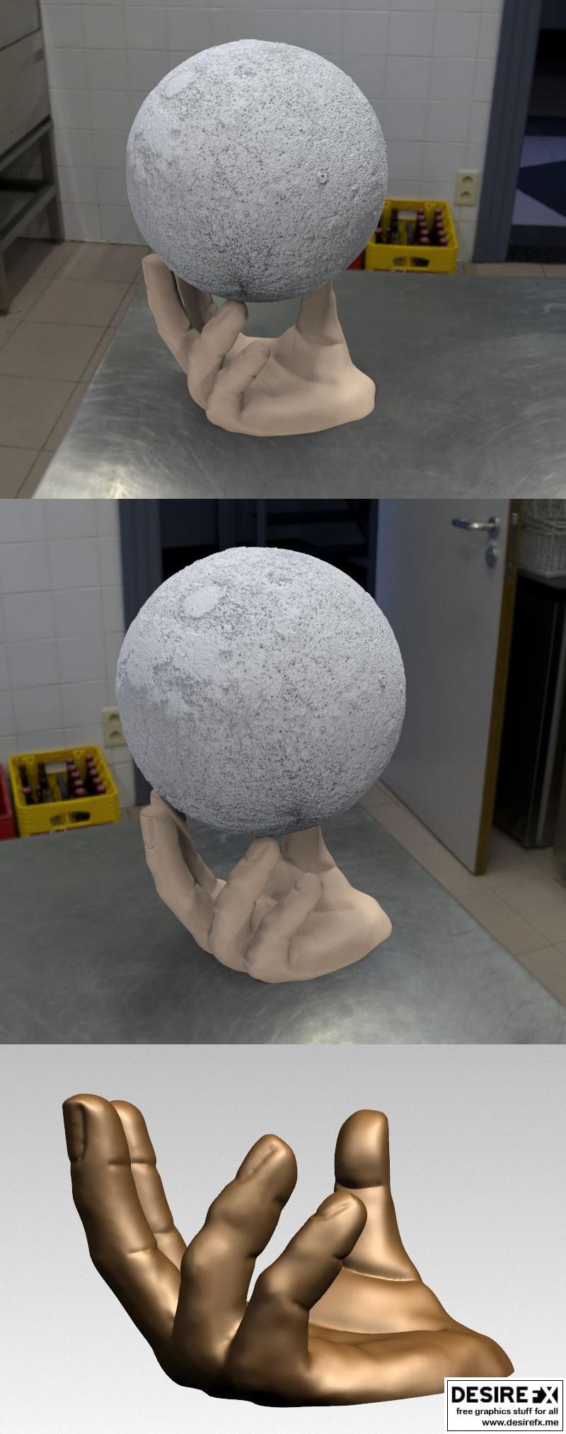 月光灯与手倒立——3D打印模型|Moon Lamp and Hand Stand – 3D Print Model STL