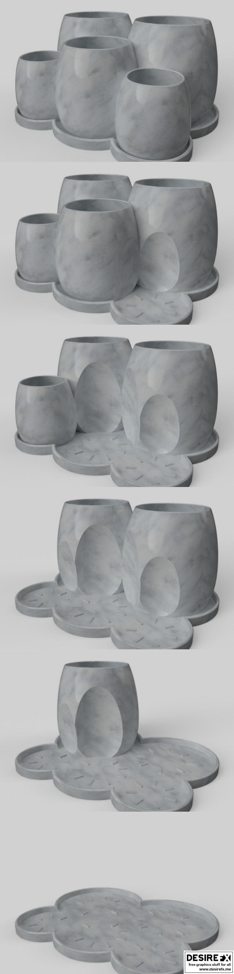 多件套3D打印模型：动漫游戏角色集合|Multi Pots – 3D Print Model STL