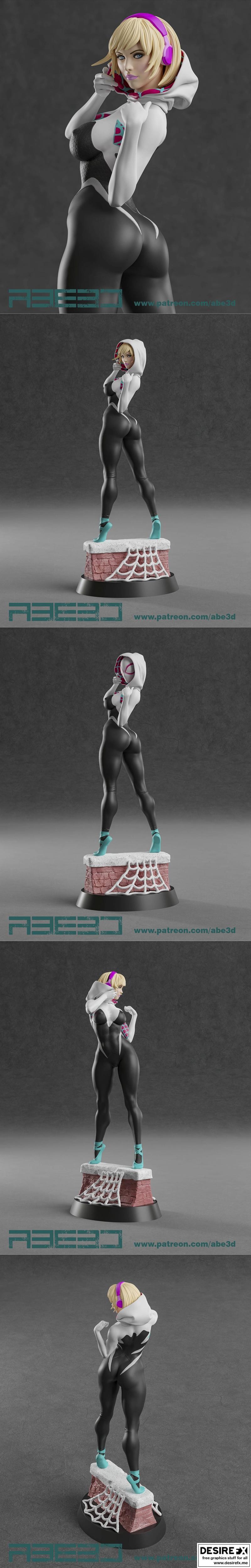 Abe3D - 蜘蛛女侠 - 3D打印模型|Abe3D – Spider Gwen – 3D Print Model STL